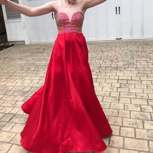 Say Yes to the Prom Red Strapless Dress size 3/4